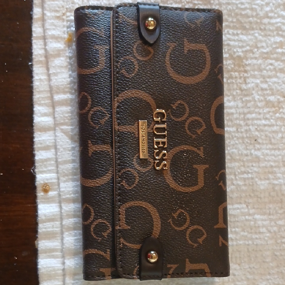 Guess Black and Brown Monogram Wallet